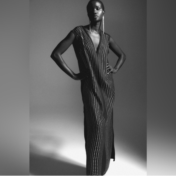 H&M RHINESTONE DECORATED DRESS Navy blue/Silver-coloured - Picture 2 of 13